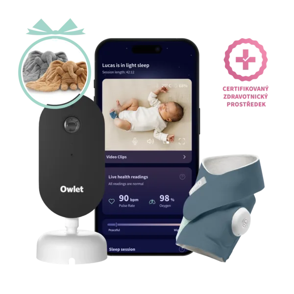Owlet Dream Duo™ (3. generace) - Chytrá ponožka se zdravotnickou certifikací Owlet Dream Sock<sup>TM</sup> (Modrá) & kamera Owlet Dream Sight™