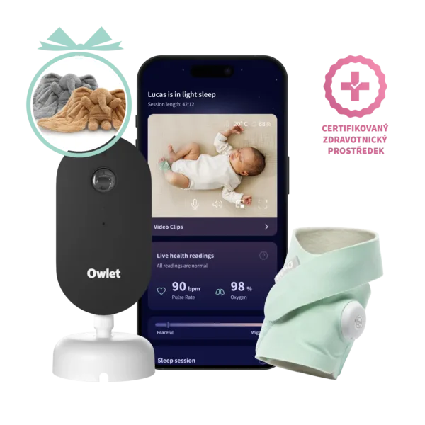 Owlet Dream Duo™ (3. generace) - Chytrá ponožka se zdravotnickou certifikací Owlet Dream Sock<sup>TM</sup> (Světle zelená) & kamera Owlet Dream Sight™